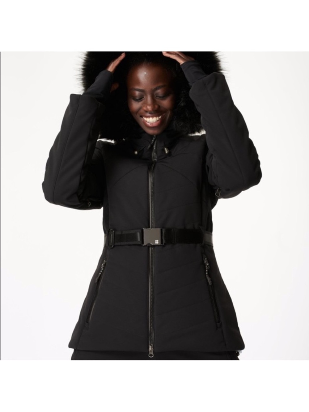 Sweaty Betty Black Belted Ski Jacket and Pants set